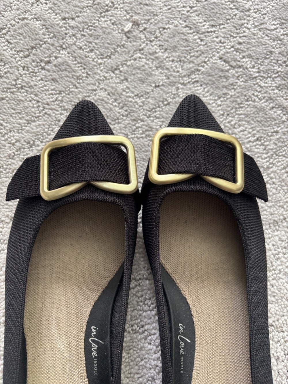 Rothy’s The Emblem Point II Black Flat with Gold Buckle - Picture 11 of 11